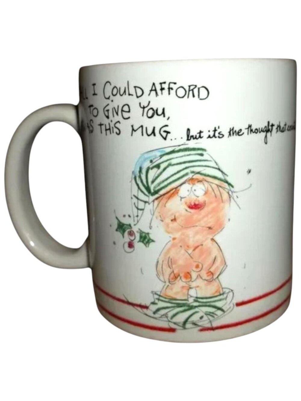 Coffee Mug White Ceramic GEORGE GOOD Message Mugs 3-1/2 Inches Tall Japan T11
